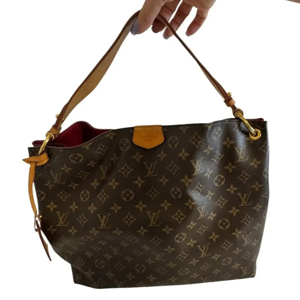 Louis Vuitton Graceful MM Monogram Canvas Shoulder Hobo Bag Tote